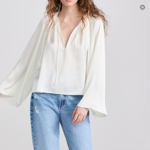 FRAME Women's Shirred Ivory  Blouse NWT Size M - Picture 10 of 13